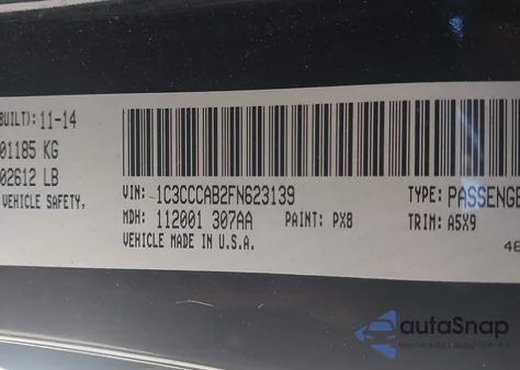 2015 Chrysler 200 Limited z USA, uszkodzony, nr VIN 1C3CCCAB2FN623139